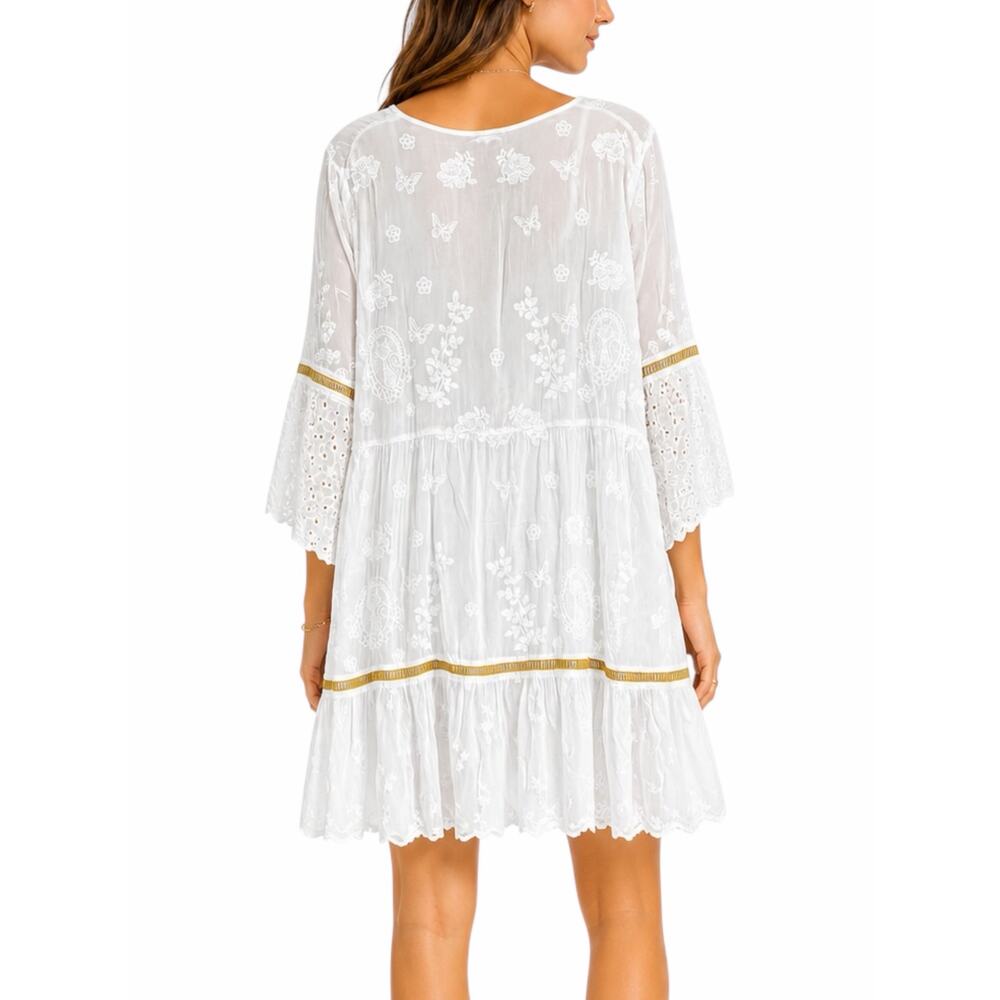 Johnny Was Kit Tunic Dress Lace Embroidery Eyelet White Size XL - Picture 2 of 12